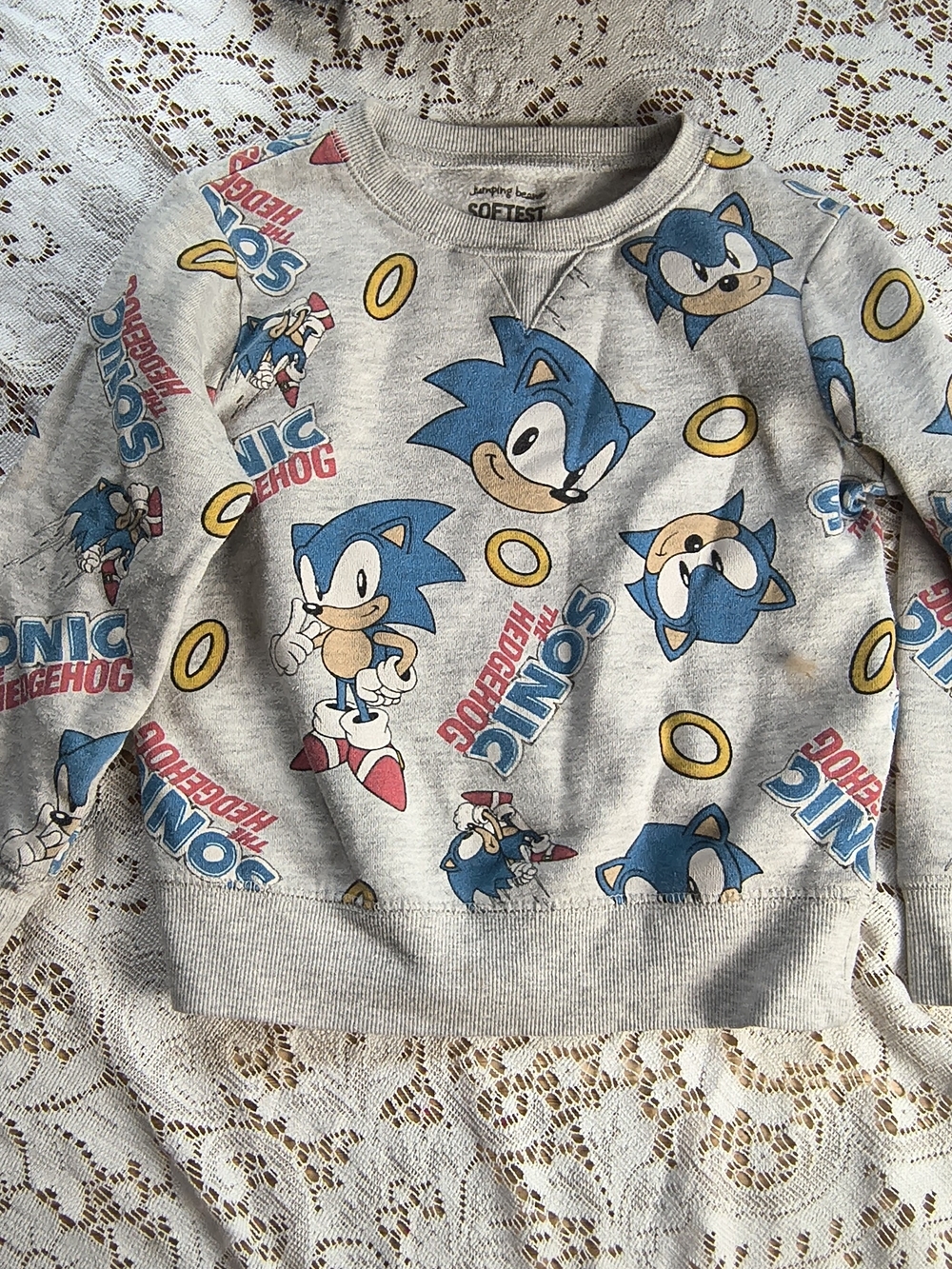 Grey toddler sweatshirt with sonic the hedgehog design